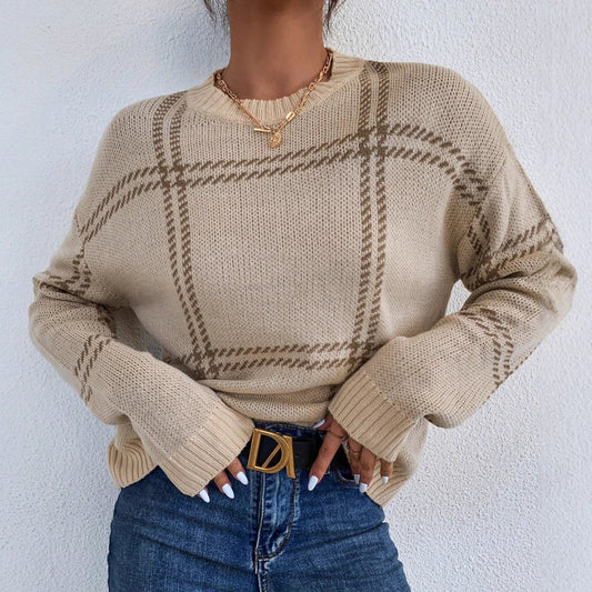 Damen Karierter Strickpullover Stalluxe