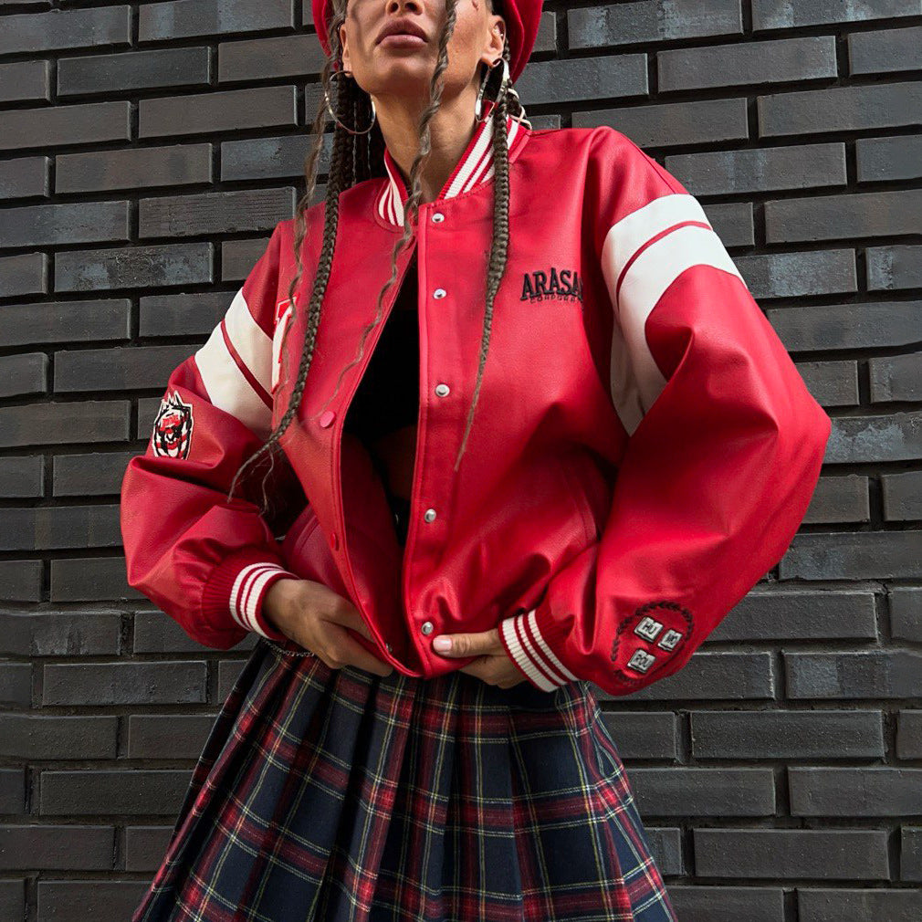 Damen Collegejacke mit sportlicher Passform und kontrastierenden Ärmeln Stalluxe