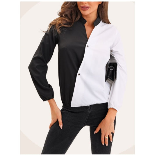 Damen Modische Bluse mit asymmetrischem Design und Knopfdetail Stalluxe