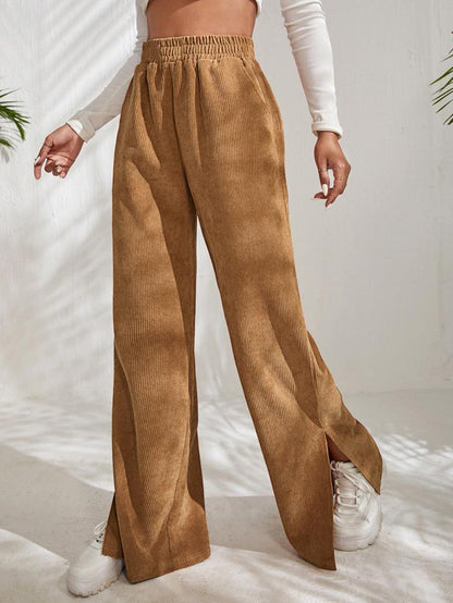 Damen Weite Plissierte Hose mit elastischem Bund und praktischen Taschen Stalluxe