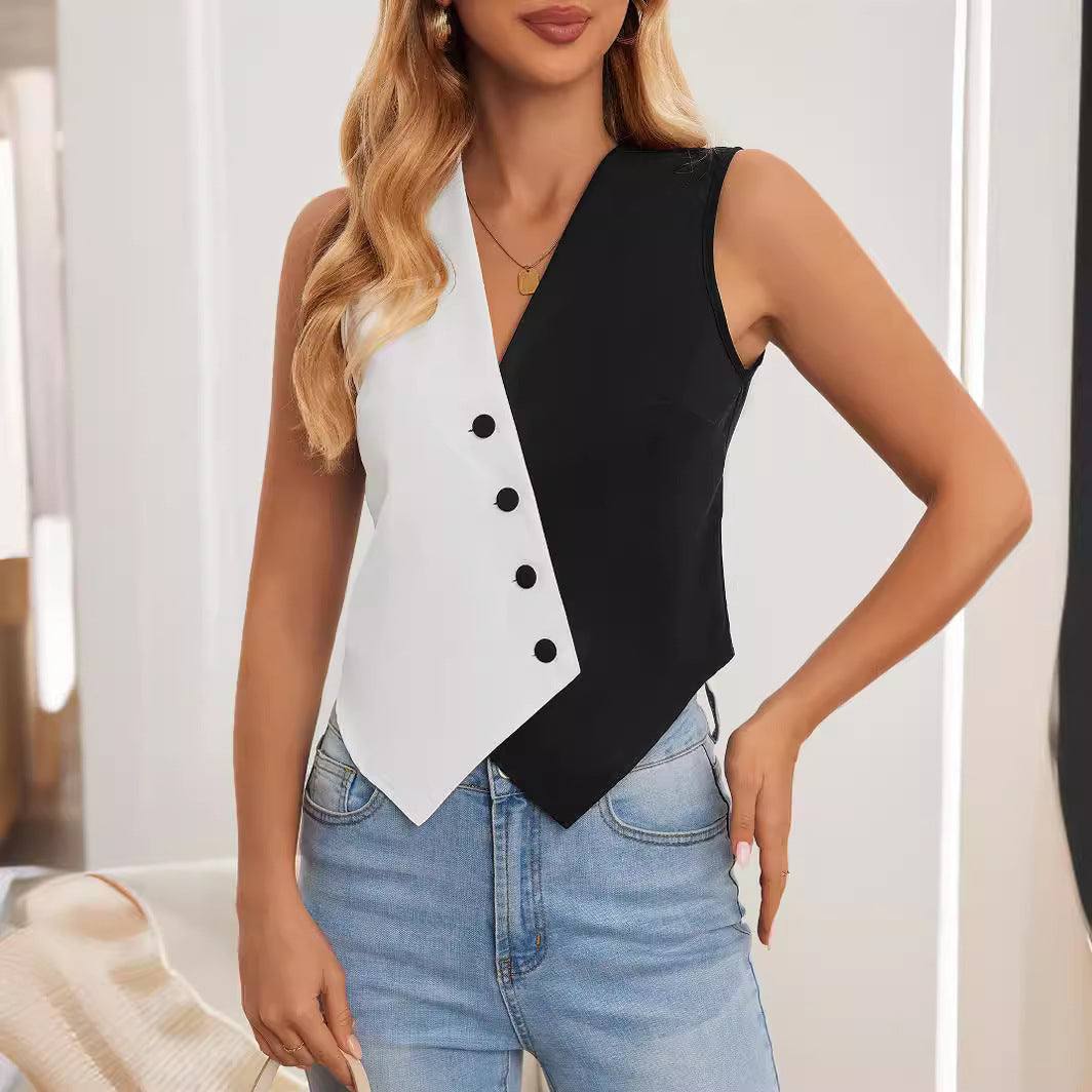 Damen Weste mit asymmetrischem Schnitt und Knopfdetails Stalluxe