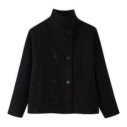 Damen modische Wolljacke mit doppelter Knopfleiste Stalluxe