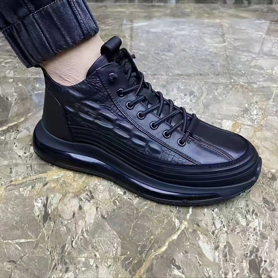 Damen Hohe Sneakers aus strukturiertem Leder mit rutschfester Sohle Stalluxe