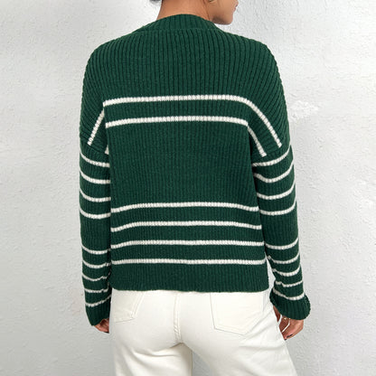 Damen gestreifter Strickpullover Stalluxe