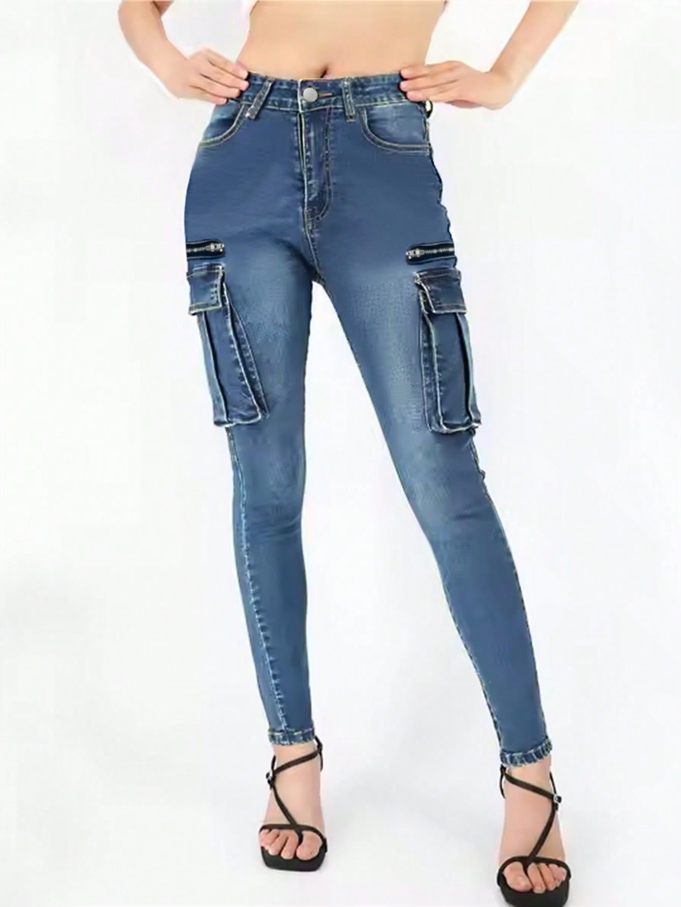 Damen Cargo-Jeans mit hohen Taschen und schmalem Schnitt Stalluxe