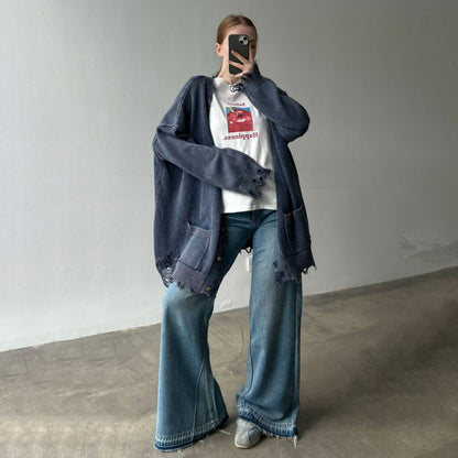 Damen Lässige Strickjacke mit vintage-inspirierten Fransen Stalluxe