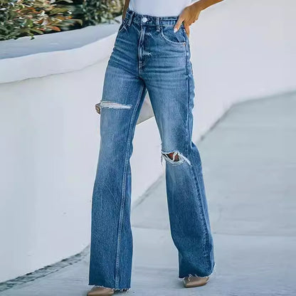 Damen Flared Jeans mit stylischen Rissdetails Stalluxe