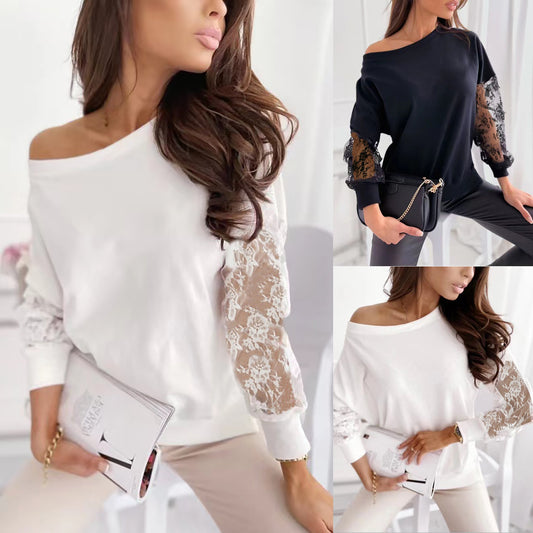 Damen Sweatshirt mit elegantem Spitzen-Detail Stalluxe