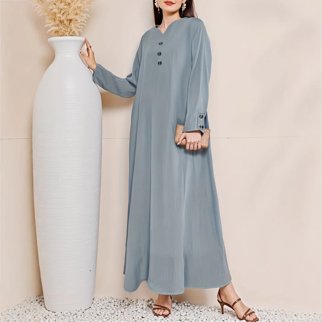 Damen Maxikleid mit eleganter Knopfleiste Stalluxe