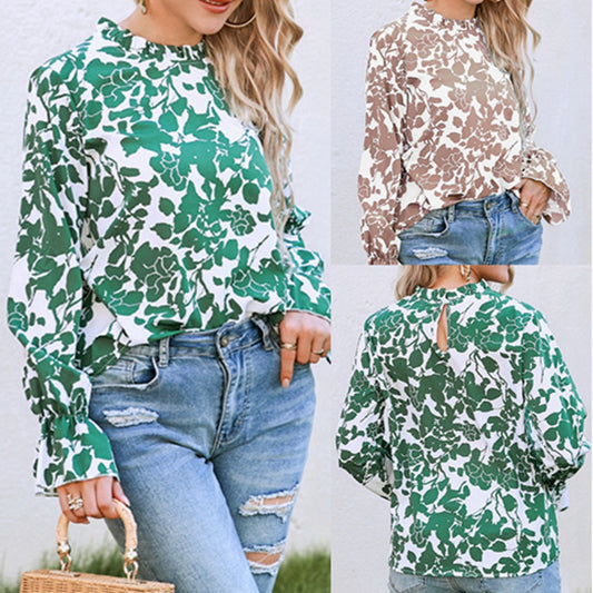 Damen Bluse mit floralem Design und Rüschendetails Stalluxe