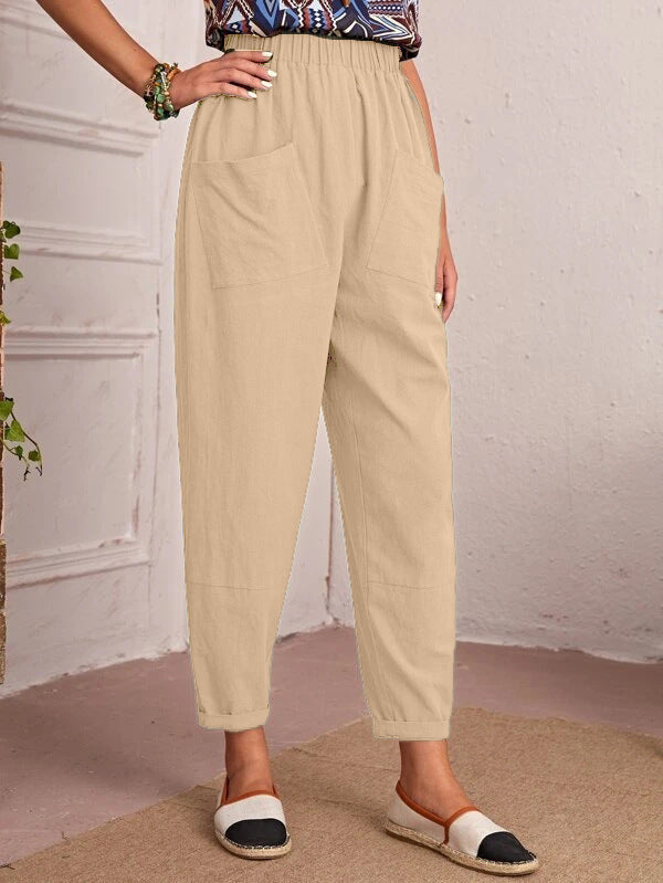 Damen Bequeme Sommerhose mit elastischem Bund und praktischen Taschen Stalluxe