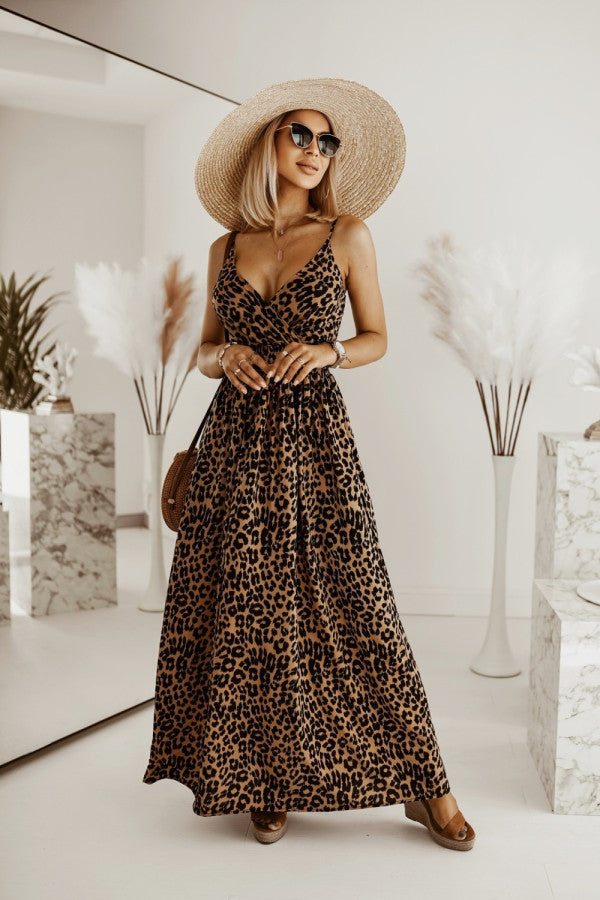 Damen Maxikleid mit elegantem V-Ausschnitt und elastischem Taillenbund Stalluxe
