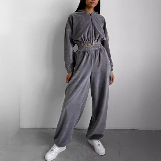 Damen Fleece-Jumpsuit mit Reißverschluss und elastischem Bund Stalluxe