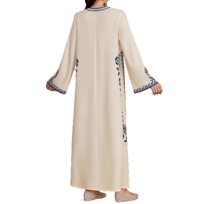 Damen Kaftan-Kleid mit kunstvollem besticktem Design und elegantem V-Ausschnitt Stalluxe