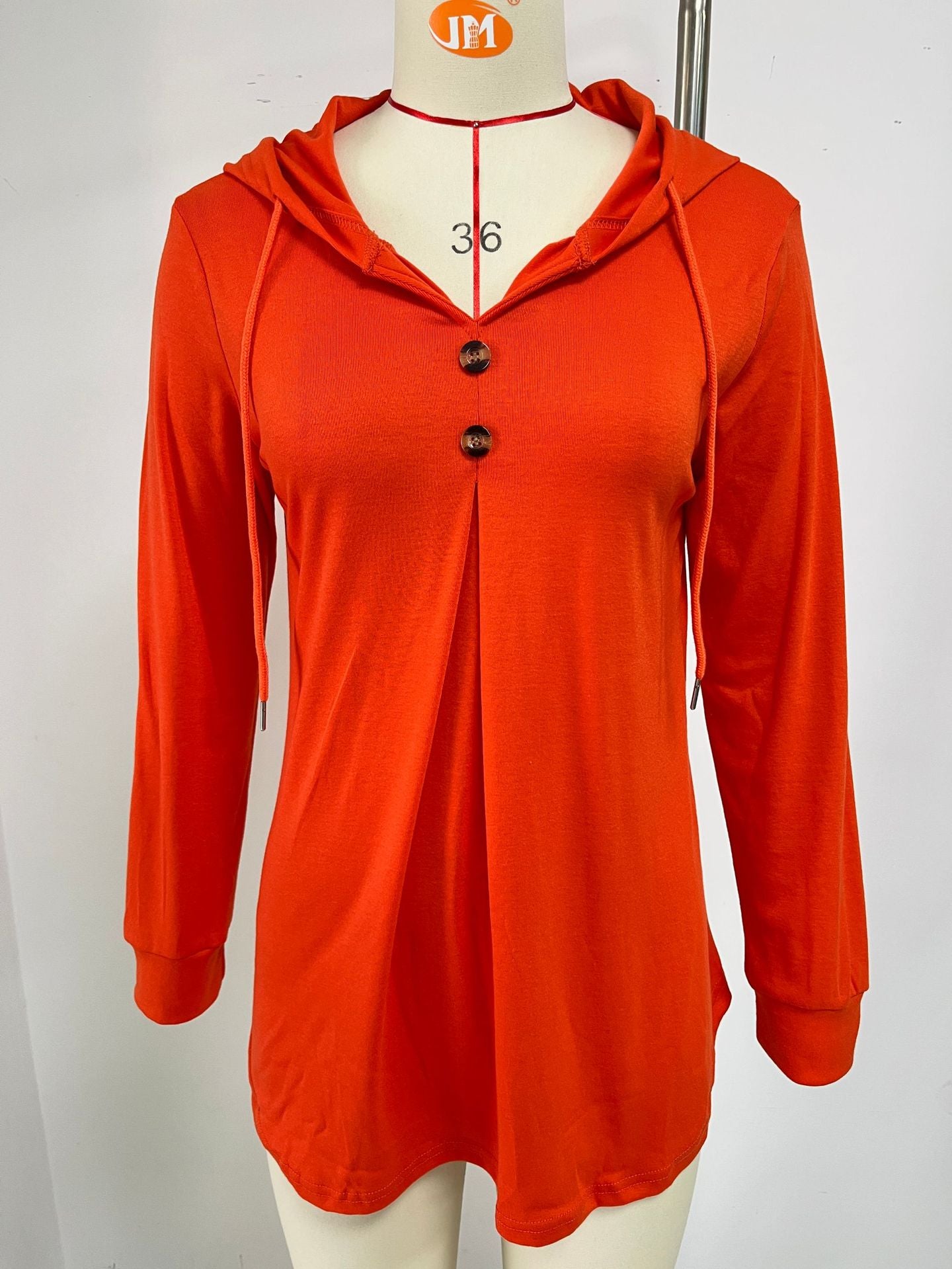 Damen Viskose Hoodie mit Knopfleiste und asymmetrischem Saum Stalluxe
