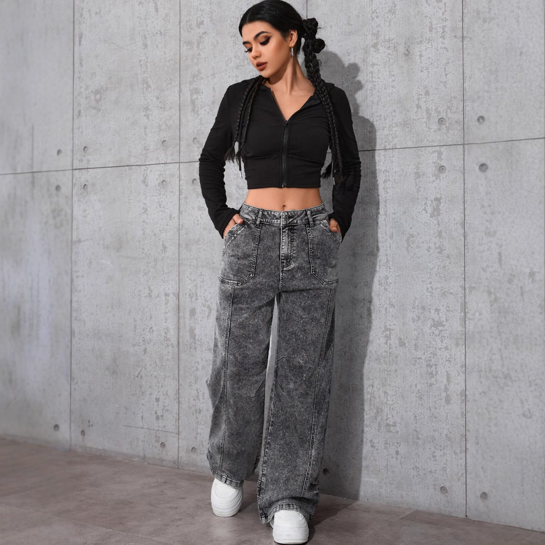 Damen Weit geschnittene High-Waist Jeans mit authentischem Vintage-Look Stalluxe