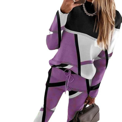 Damen modisches Sportanzug-Set mit grafischem Design Stalluxe