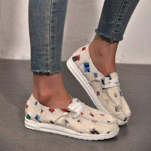 Damen modische Slip-On Sneakers mit buntem Motiv Stalluxe