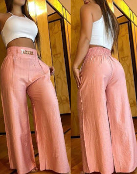 Damen weite Hosen mit elastischem Bund und stylischen Fransen Stalluxe