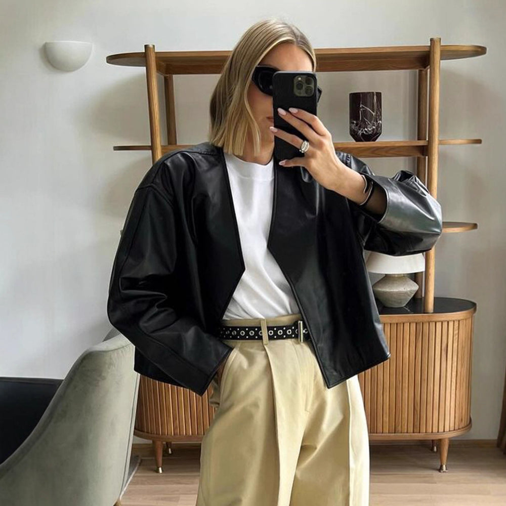 Damen modische Jacke aus hochwertigem Kunstleder Stalluxe