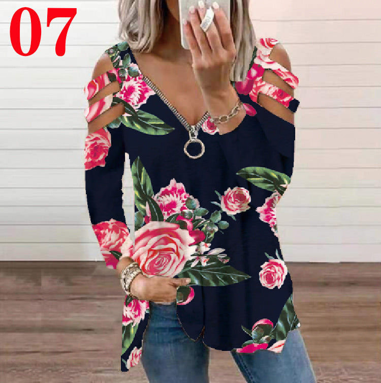 Damen Bluse mit floralem Cut-Out-Design und lässigem V-Ausschnitt Stalluxe