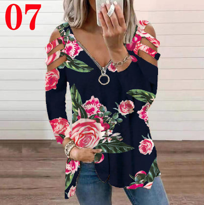 Damen Bluse mit floralem Cut-Out-Design und lässigem V-Ausschnitt Stalluxe