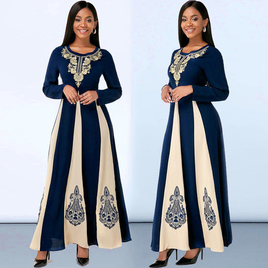 Damen Elegantes Maxikleid mit aufwendig gesticktem Muster Stalluxe