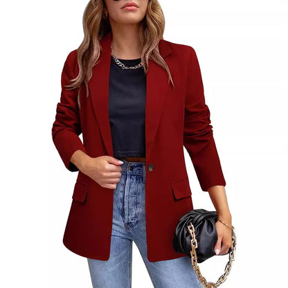 Damen trendiger Blazer mit tailliertem Schnitt und großen Taschen Stalluxe