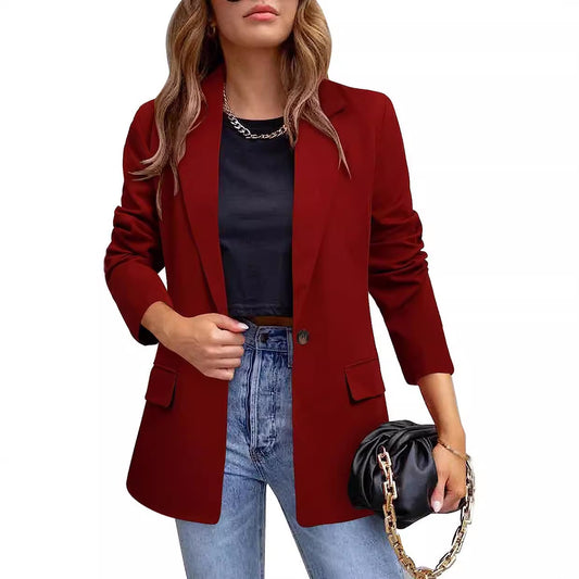 Damen trendiger Blazer mit tailliertem Schnitt und großen Taschen Stalluxe