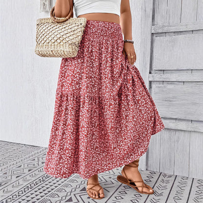 Damen Maxirock mit fließendem Schnitt und floralem Design Stalluxe