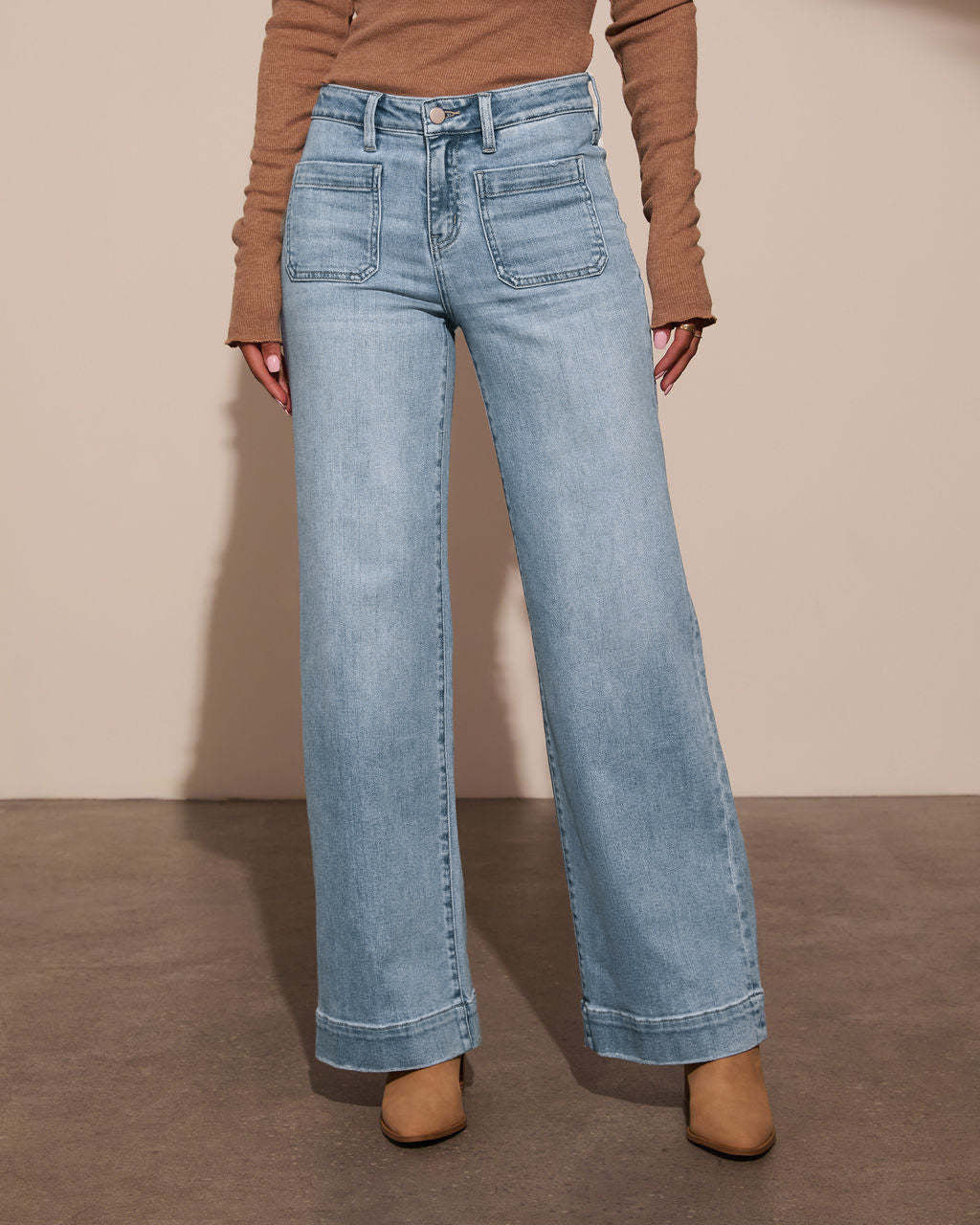 Damen Weit geschnittene Jeans mit hohen Taschen und elegantem Auftritt Stalluxe