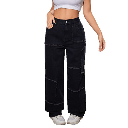 Damen weite Jeans mit trendy Fransen-Details und ausgefallenem Design Stalluxe