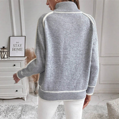 Damen lässiger Rollkragenpullover mit kontrastierenden Details Stalluxe