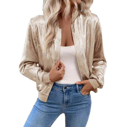 Damen glänzende Bomberjacke Stalluxe