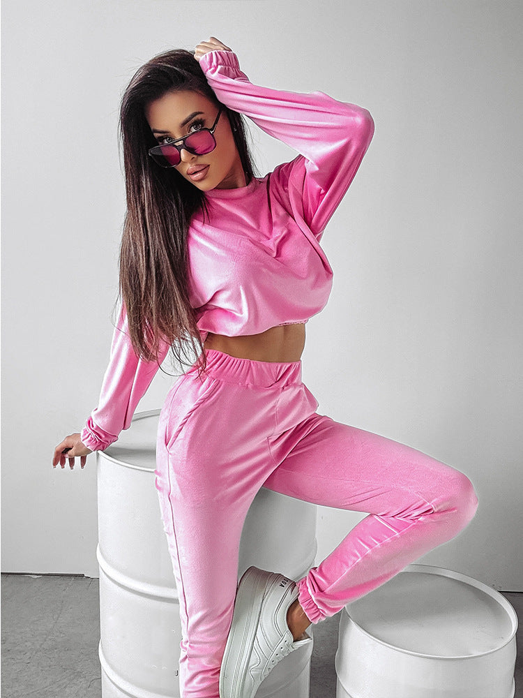 Damen sportliches Cropped 'Lounge-Set' mit elastischem Bund und praktischen Taschen Stalluxe