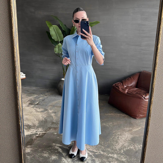 Damen Hemdkleid mit eleganter Knopfleiste und taillierter Figur Stalluxe