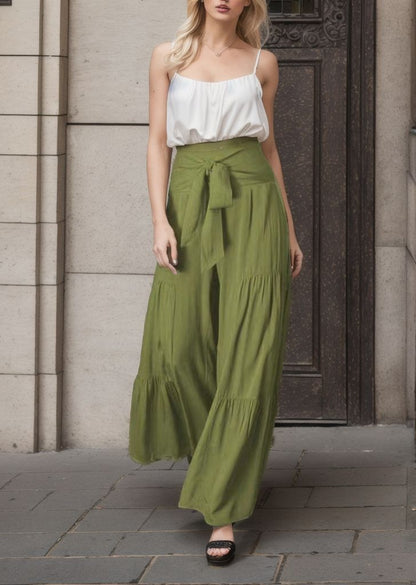 Damen Weitgeschnittene Sommerhose mit elastischem Bund und seitlichem Kordelzug Stalluxe
