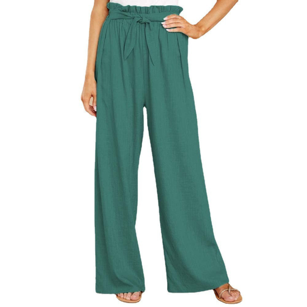 Damen Weite Sommerhose mit elastischem Bund und Bindegürtel Stalluxe