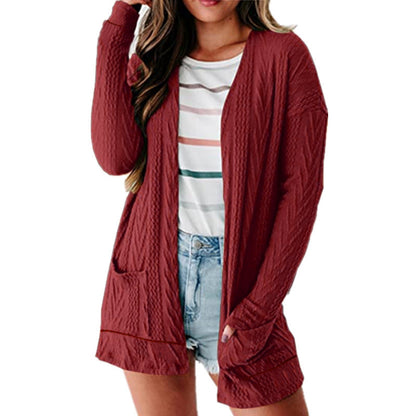 Damen luftige Strickjacke mit Taschen und modernem Design Stalluxe