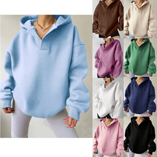 Damen Oversize Hoodie mit modernem Kragen und weichem Innenfutter Stalluxe