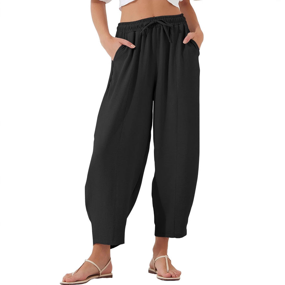 Damen Bequeme und luftige Freizeithose mit elastischem Bund und Seitentaschen Stalluxe