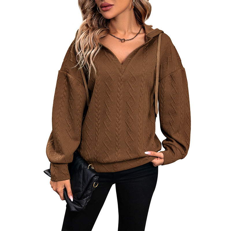 Damen Kapuzenpullover mit strukturiertem Zopfmuster Stalluxe