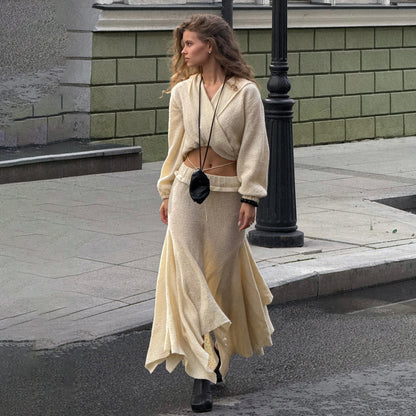 Damen Strickkleid mit lässigem Oberteil und voluminösem Rock Stalluxe