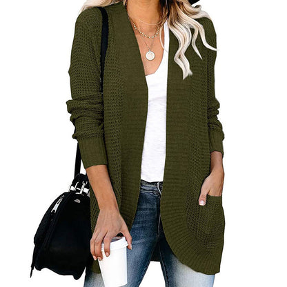 Damen lässiger Strickcardigan mit offenen Front und praktischen Taschen Stalluxe