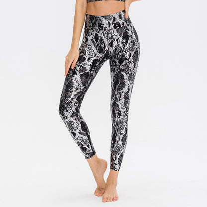 Damen Hoch geschnittene Yogaleggings mit aufregendem Schlangenmuster Stalluxe