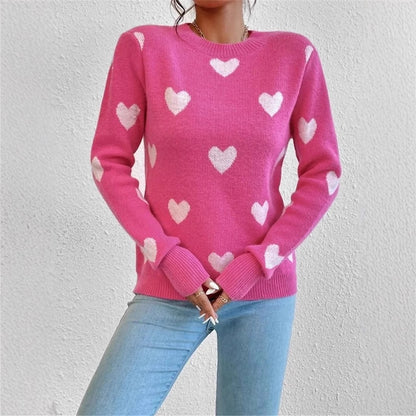 Damen gemütlicher Pullover mit Herzmuster Stalluxe