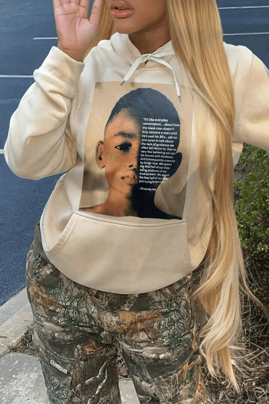 Damen Kapuzenpullover mit kreativem Grafikdruck und innovativem Schnitt Stalluxe