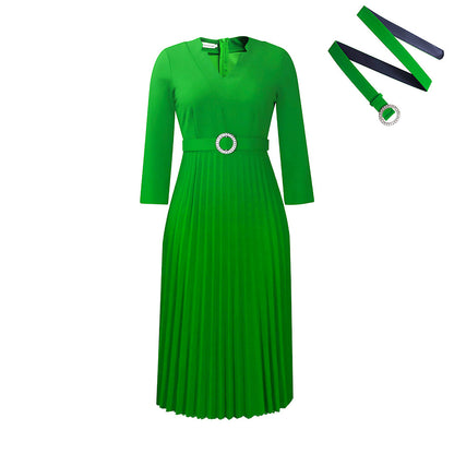 Damen Plissiertes Abendkleid mit detailgetreuem Gürtel Stalluxe