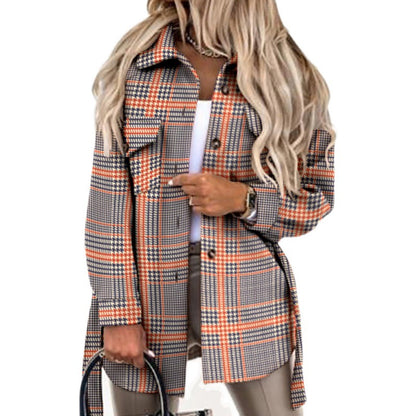 Damen Karo Oversized-Hemdjacke mit Taschen Stalluxe