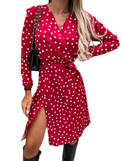 Damen Wickelkleid mit tiefem V-Ausschnitt und Rüschenärmel Stalluxe
